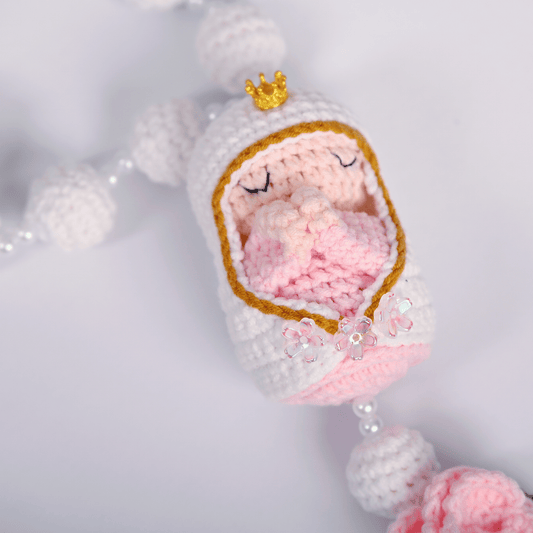 Marian White Crochet Rosary – handmade Christian products JLD Designs Co.