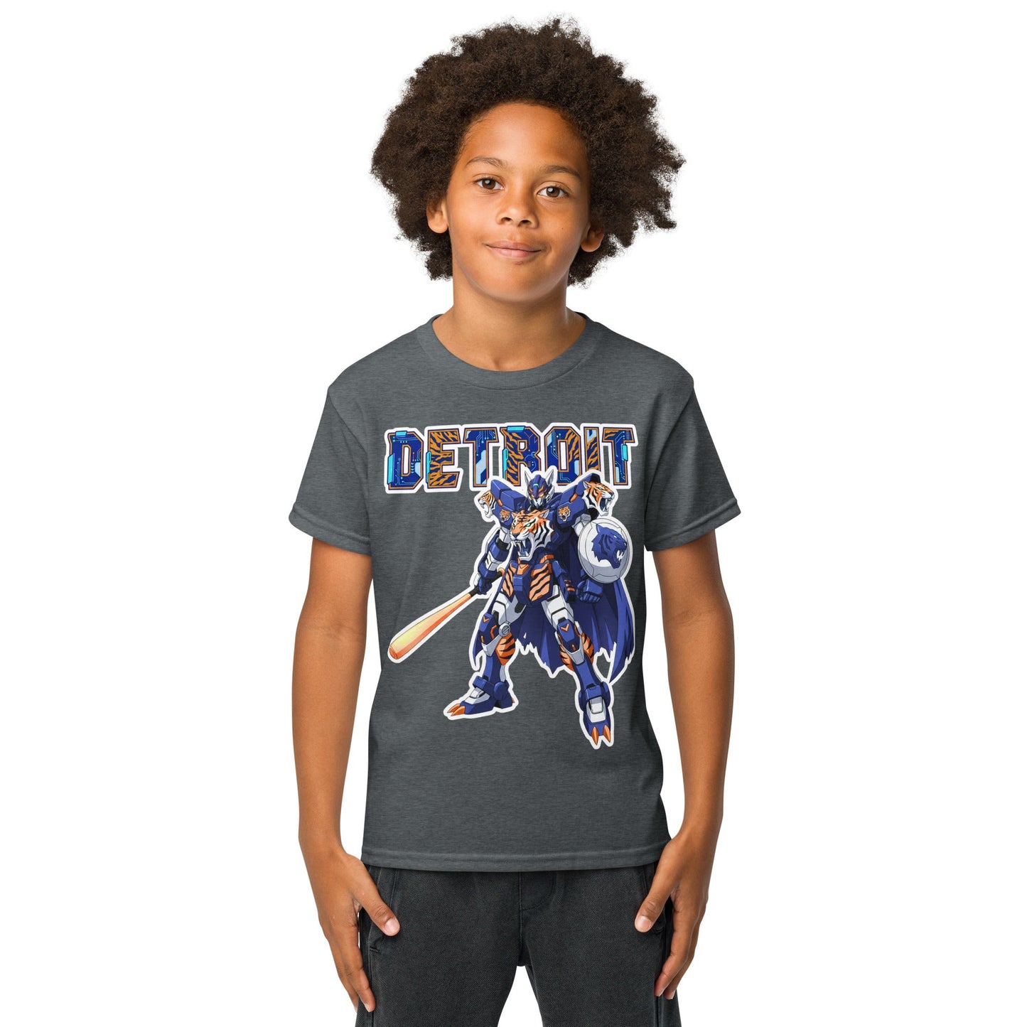 Detroit Tiger Youth in Dark Heather – handmade Christian products in Black, Military Green, and Latte by JLD Designs Co.