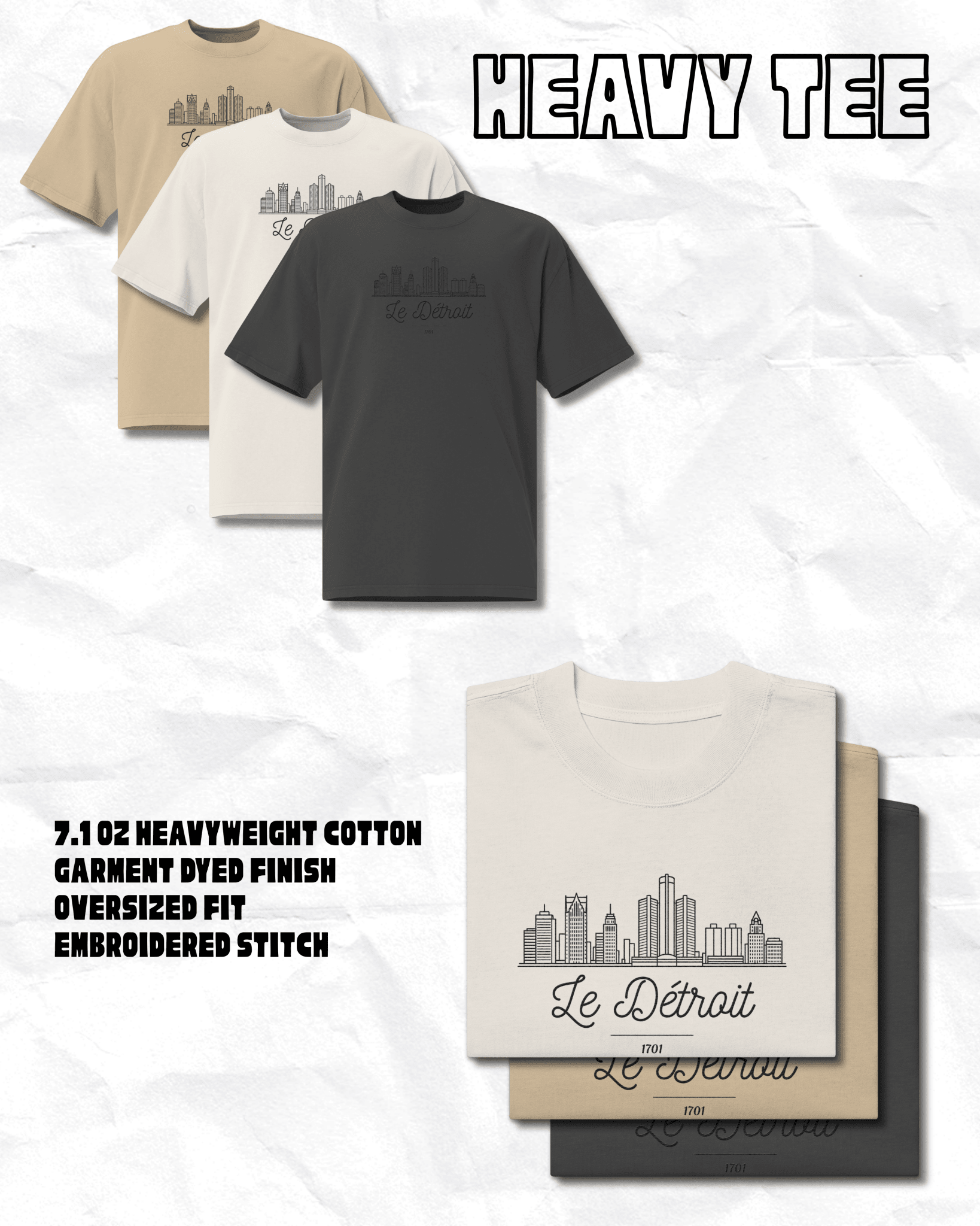 Le Détroit Heavy Tee T - SHIRT – Detroit products JLD Designs Co.