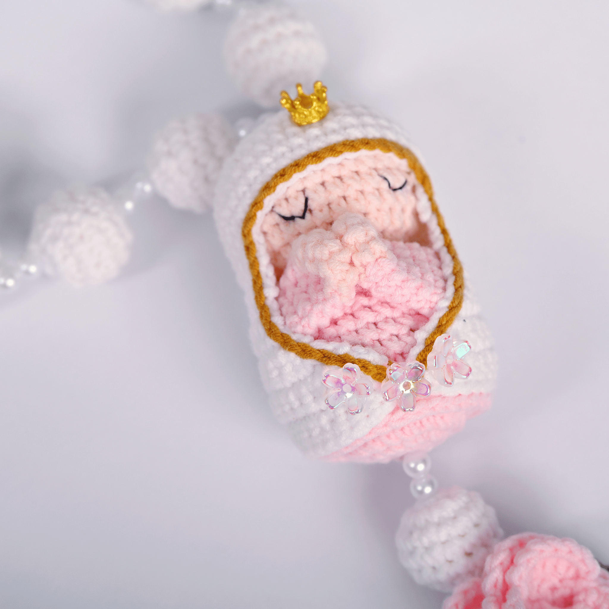 Marian White Crochet Rosary – handmade Christian products JLD Designs Co.