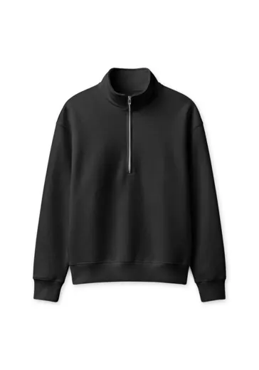 Heavyweight Half-Zip in Black