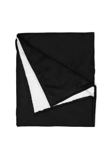 Embroidered Sherpa Blanket in Black