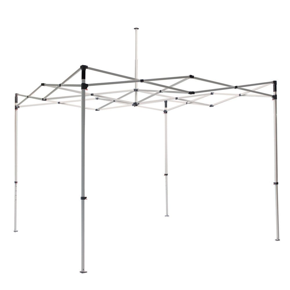 Steel canopy frame set up without a top