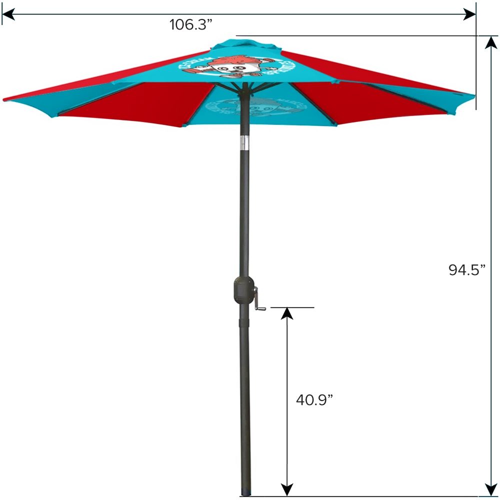 9 ft patio umbrella with its measurements, sample design